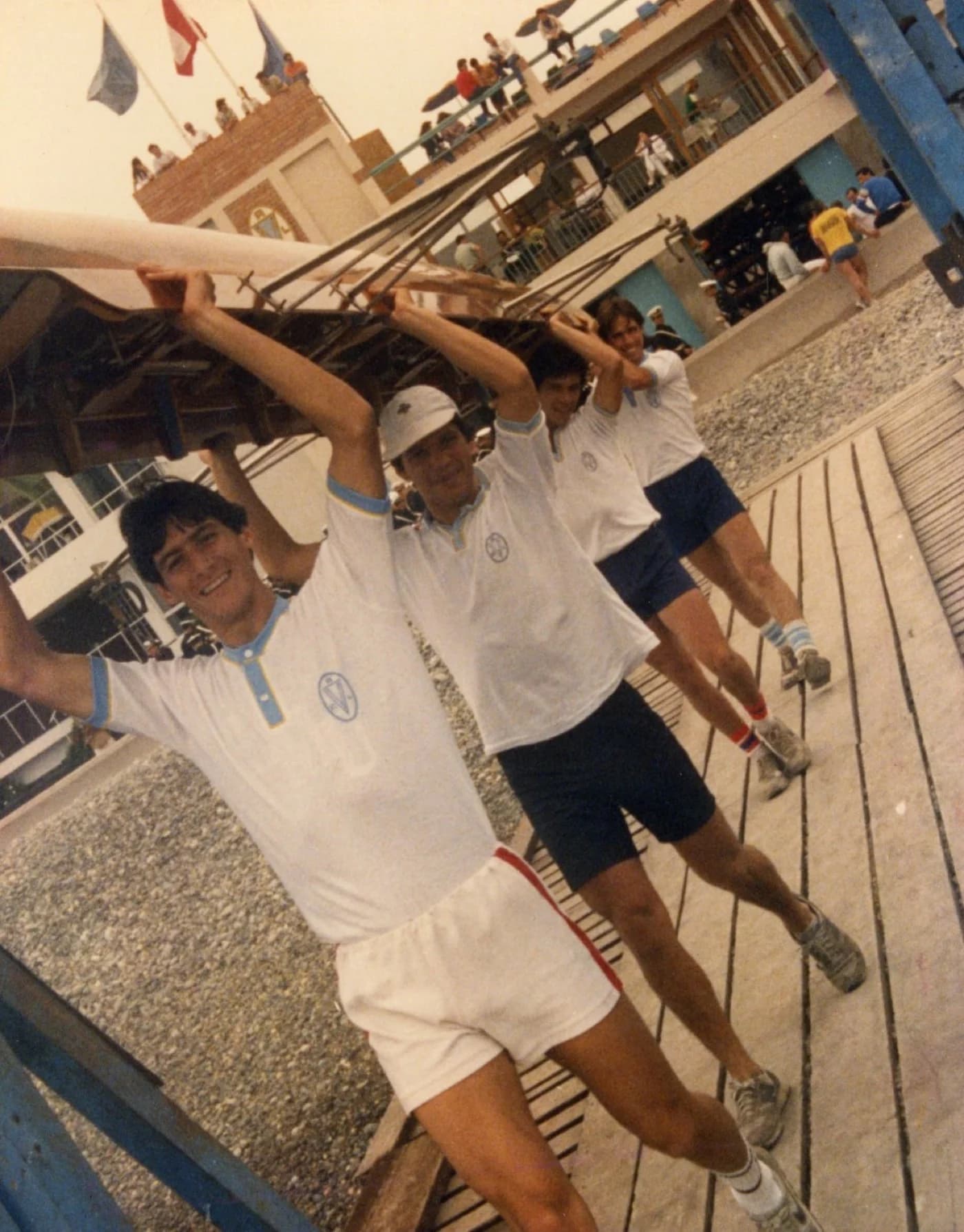 Team carrying the boat